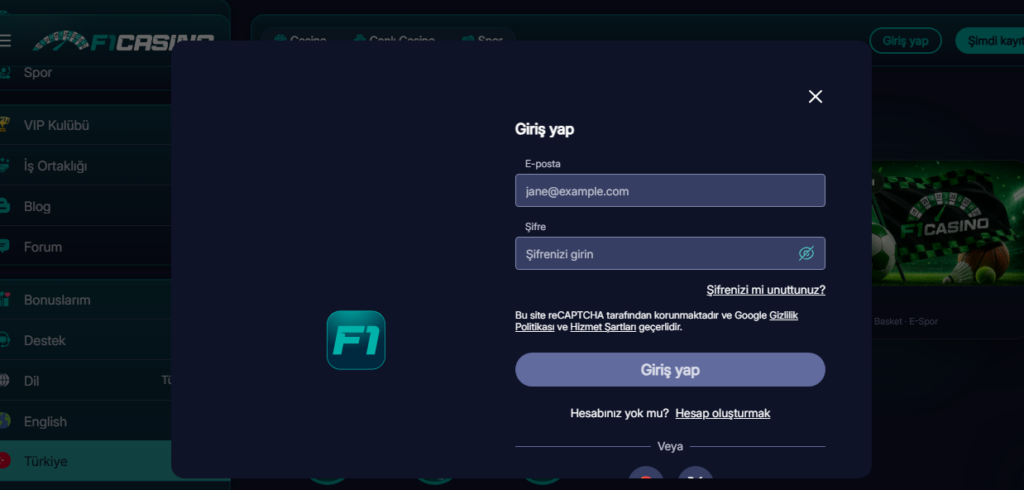 F1casino Yeni Giriş